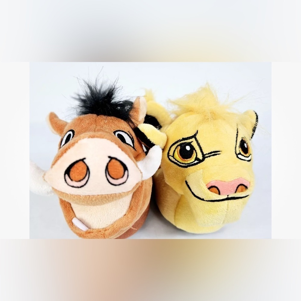 Disney Lion King Lion and Warthog Plush Boys Slippers Sz 5 Toddler Slip Ons NEW